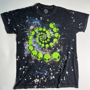 Hybrid Galaxy Alien Paint Splatter Solid T-Shirt Black Men's Medium